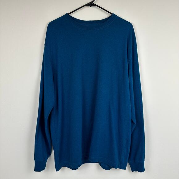 Carhartt Mens Long Sleeve Original Fit Crewneck Cotton Blend Blue T-Shirt Large - Picture 1 of 9